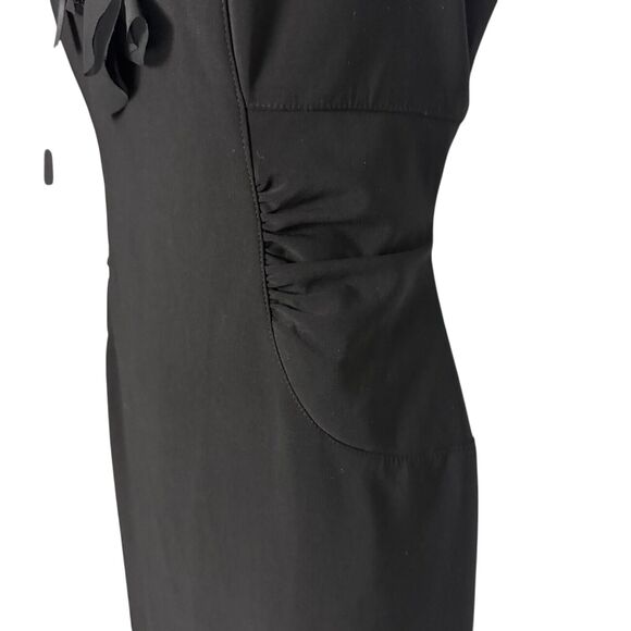 R&M Richards Petite Womens Black Ruffle 3D Stretch Sheath Whimsigoth Dress 8P - Picture 9 of 16